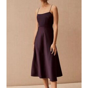 BHLDN Anthropologie Satin Slip Midi Dress Plum Bridesmaid Gown Size 12